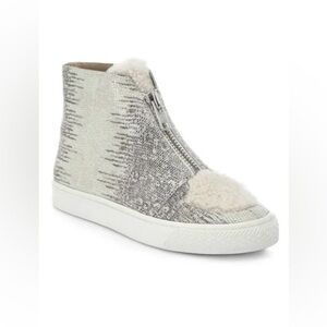 LOEFFLER RANDALL Devin Lizard-Embossed Nu-buck High Top Sneakers Size 8.5
